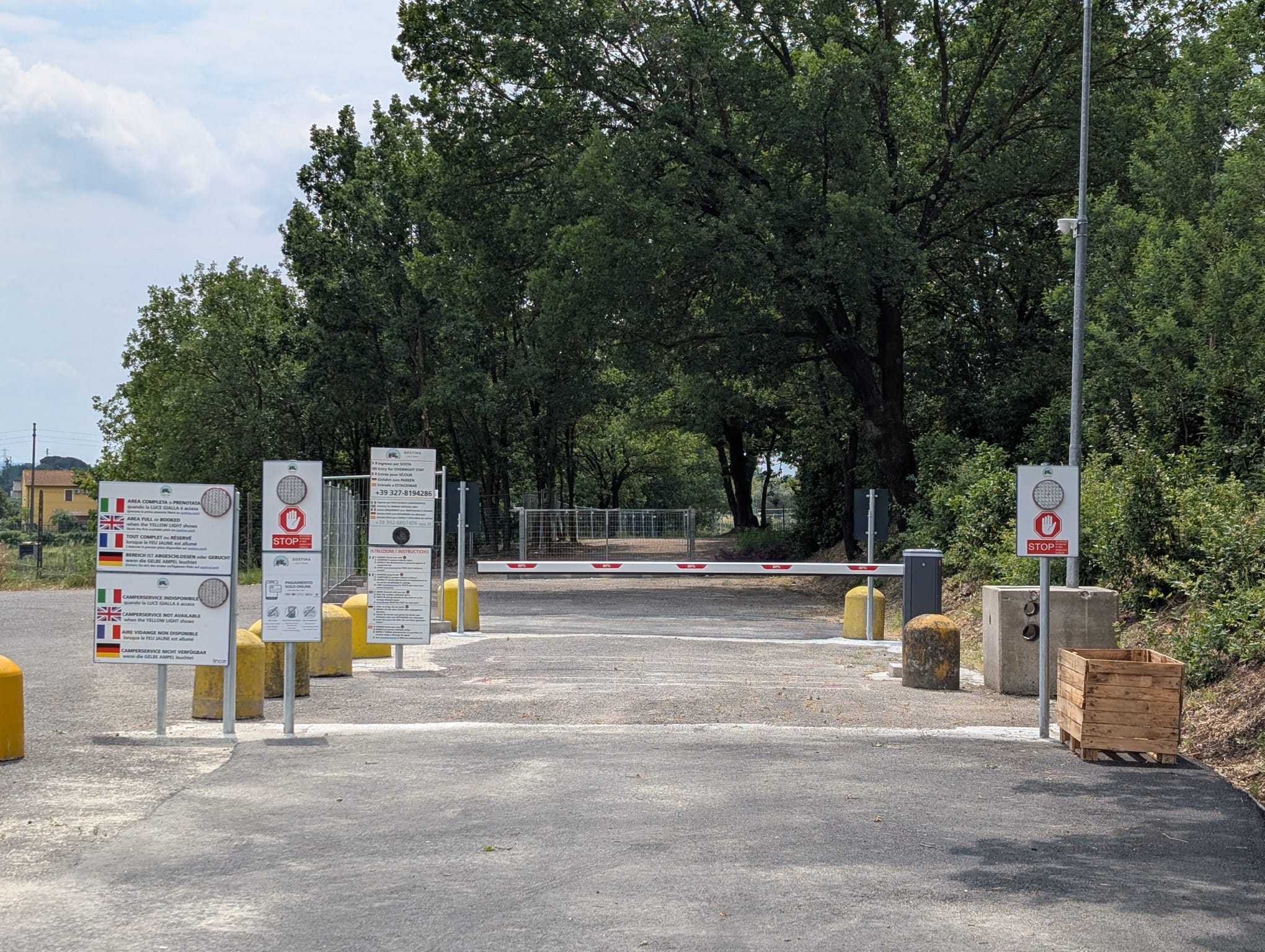 Ingresso dell'area camper Tuscany.Camp ad Altopascio, tra Firenze e Pisa